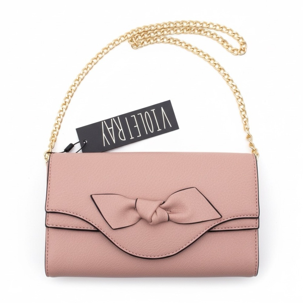Violet Ray Pink/Mauve Bow Cross Body Bag Purse